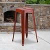 image:imageFlash Furniture Commercial Grade 30 High Backless Silver Metal IndoorOutdoor BarStool with Square SeatDistressed Kelly Red