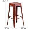 image:imageFlash Furniture Commercial Grade 30 High Backless Silver Metal IndoorOutdoor BarStool with Square SeatDistressed Kelly Red