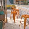 image:imageFlash Furniture Commercial Grade 30 High Backless Silver Metal IndoorOutdoor BarStool with Square SeatDistressed Orange