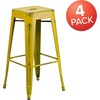 image:imageFlash Furniture Commercial Grade 30 High Backless Silver Metal IndoorOutdoor BarStool with Square SeatDistressed Yellow