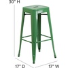 image:imageFlash Furniture Commercial Grade 30 High Backless Silver Metal IndoorOutdoor BarStool with Square SeatGreen