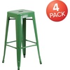 image:imageFlash Furniture Commercial Grade 30 High Backless Silver Metal IndoorOutdoor BarStool with Square SeatGreen