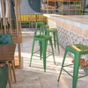 image:imageFlash Furniture Commercial Grade 30 High Backless Silver Metal IndoorOutdoor BarStool with Square SeatGreen