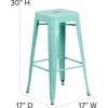 image:imageFlash Furniture Commercial Grade 30 High Backless Silver Metal IndoorOutdoor BarStool with Square SeatMint Green