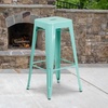 image:imageFlash Furniture Commercial Grade 30 High Backless Silver Metal IndoorOutdoor BarStool with Square SeatMint Green