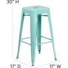 image:imageFlash Furniture Commercial Grade 30 High Backless Silver Metal IndoorOutdoor BarStool with Square SeatMint Green