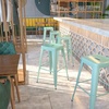 image:imageFlash Furniture Commercial Grade 30 High Backless Silver Metal IndoorOutdoor BarStool with Square SeatMint Green