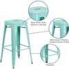 image:imageFlash Furniture Commercial Grade 30 High Backless Silver Metal IndoorOutdoor BarStool with Square SeatMint Green