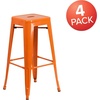 image:imageFlash Furniture Commercial Grade 30 High Backless Silver Metal IndoorOutdoor BarStool with Square SeatOrange