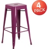 image:imageFlash Furniture Commercial Grade 30 High Backless Silver Metal IndoorOutdoor BarStool with Square SeatPurple