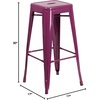 image:imageFlash Furniture Commercial Grade 30 High Backless Silver Metal IndoorOutdoor BarStool with Square SeatPurple