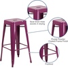 image:imageFlash Furniture Commercial Grade 30 High Backless Silver Metal IndoorOutdoor BarStool with Square SeatPurple