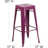 image:imageFlash Furniture Commercial Grade 30 High Backless Silver Metal IndoorOutdoor BarStool with Square SeatPurple