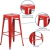 image:imageFlash Furniture Commercial Grade 30 High Backless Silver Metal IndoorOutdoor BarStool with Square SeatRed