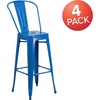 image:imageFlash Furniture Commercial Grade 30 High Black Metal IndoorOutdoor Barstool with Removable BackBlue