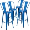 image:imageFlash Furniture Commercial Grade 30 High Black Metal IndoorOutdoor Barstool with Removable BackBlue