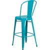 image:imageFlash Furniture Commercial Grade 30 High Black Metal IndoorOutdoor Barstool with Removable BackCrystal Tealblue