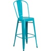 image:imageFlash Furniture Commercial Grade 30 High Black Metal IndoorOutdoor Barstool with Removable BackCrystal Tealblue
