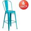 image:imageFlash Furniture Commercial Grade 30 High Black Metal IndoorOutdoor Barstool with Removable BackCrystal Tealblue