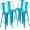 image:imageFlash Furniture Commercial Grade 30 High Black Metal IndoorOutdoor Barstool with Removable BackCrystal Tealblue