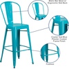 image:imageFlash Furniture Commercial Grade 30 High Black Metal IndoorOutdoor Barstool with Removable BackCrystal Tealblue