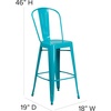 image:imageFlash Furniture Commercial Grade 30 High Black Metal IndoorOutdoor Barstool with Removable BackCrystal Tealblue