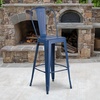 image:imageFlash Furniture Commercial Grade 30 High Black Metal IndoorOutdoor Barstool with Removable BackDistressed Antique Blue