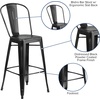 image:imageFlash Furniture Commercial Grade 30 High Black Metal IndoorOutdoor Barstool with Removable BackDistressed Black