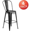 image:imageFlash Furniture Commercial Grade 30 High Black Metal IndoorOutdoor Barstool with Removable BackDistressed Black