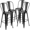 image:imageFlash Furniture Commercial Grade 30 High Black Metal IndoorOutdoor Barstool with Removable BackDistressed Black