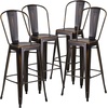 image:imageFlash Furniture Commercial Grade 30 High Black Metal IndoorOutdoor Barstool with Removable BackDistressed Copper