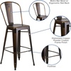 image:imageFlash Furniture Commercial Grade 30 High Black Metal IndoorOutdoor Barstool with Removable BackDistressed Copper