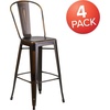 image:imageFlash Furniture Commercial Grade 30 High Black Metal IndoorOutdoor Barstool with Removable BackDistressed Copper
