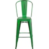 image:imageFlash Furniture Commercial Grade 30 High Black Metal IndoorOutdoor Barstool with Removable BackDistressed Green