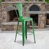 image:imageFlash Furniture Commercial Grade 30 High Black Metal IndoorOutdoor Barstool with Removable BackDistressed Green