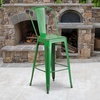 image:imageFlash Furniture Commercial Grade 30 High Black Metal IndoorOutdoor Barstool with Removable BackDistressed Green
