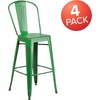 image:imageFlash Furniture Commercial Grade 30 High Black Metal IndoorOutdoor Barstool with Removable BackDistressed Green