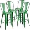image:imageFlash Furniture Commercial Grade 30 High Black Metal IndoorOutdoor Barstool with Removable BackDistressed Green