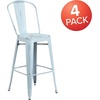 image:imageFlash Furniture Commercial Grade 30 High Black Metal IndoorOutdoor Barstool with Removable BackDistressed Greenblue
