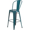 image:imageFlash Furniture Commercial Grade 30 High Black Metal IndoorOutdoor Barstool with Removable BackDistressed Kelly Blueteal