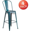 image:imageFlash Furniture Commercial Grade 30 High Black Metal IndoorOutdoor Barstool with Removable BackDistressed Kelly Blueteal