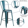 image:imageFlash Furniture Commercial Grade 30 High Black Metal IndoorOutdoor Barstool with Removable BackDistressed Kelly Blueteal
