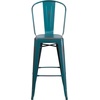 image:imageFlash Furniture Commercial Grade 30 High Black Metal IndoorOutdoor Barstool with Removable BackDistressed Kelly Blueteal