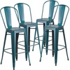 image:imageFlash Furniture Commercial Grade 30 High Black Metal IndoorOutdoor Barstool with Removable BackDistressed Kelly Blueteal