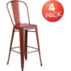 image:imageFlash Furniture Commercial Grade 30 High Black Metal IndoorOutdoor Barstool with Removable BackDistressed Kelly Red