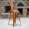 image:imageFlash Furniture Commercial Grade 30 High Black Metal IndoorOutdoor Barstool with Removable BackDistressed Orange