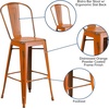 image:imageFlash Furniture Commercial Grade 30 High Black Metal IndoorOutdoor Barstool with Removable BackDistressed Orange