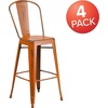 image:imageFlash Furniture Commercial Grade 30 High Black Metal IndoorOutdoor Barstool with Removable BackDistressed Orange