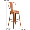 image:imageFlash Furniture Commercial Grade 30 High Black Metal IndoorOutdoor Barstool with Removable BackDistressed Orange