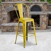 image:imageFlash Furniture Commercial Grade 30 High Black Metal IndoorOutdoor Barstool with Removable BackDistressed Yellow